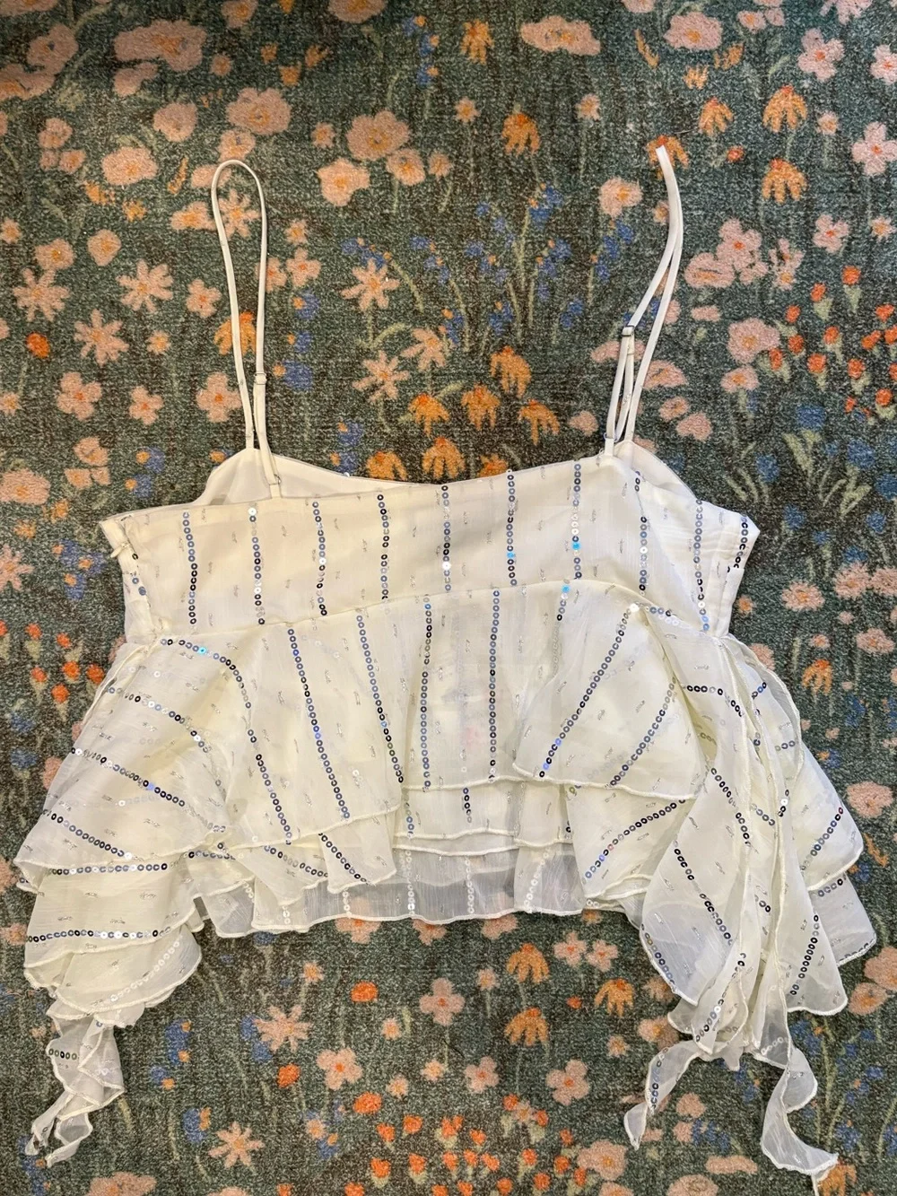 Zara Ruffled Sequined cami - Picture 4 of 5